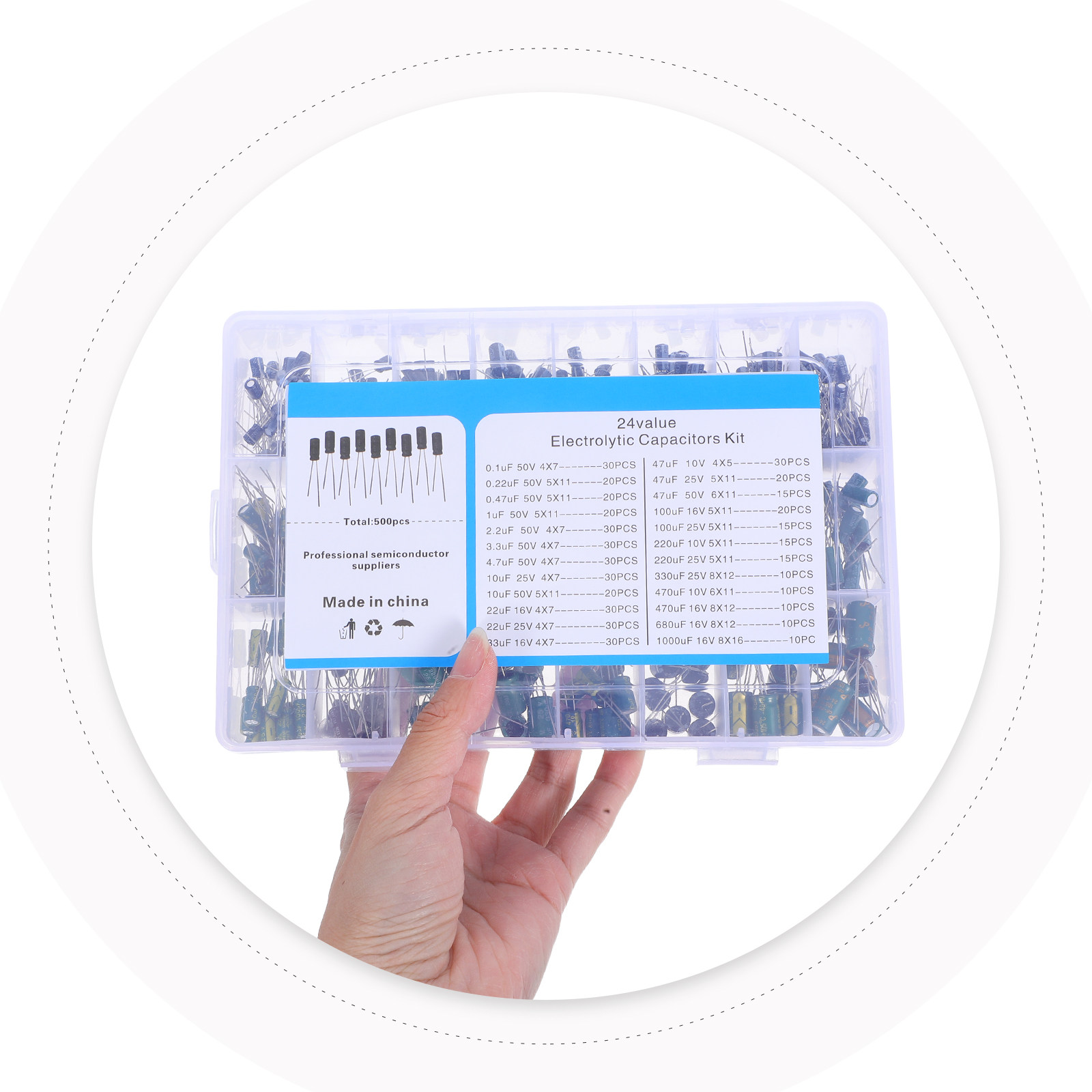 Diy Electronics - 500Pcs Electrolytic Capacitor Assortment Kit Aluminum