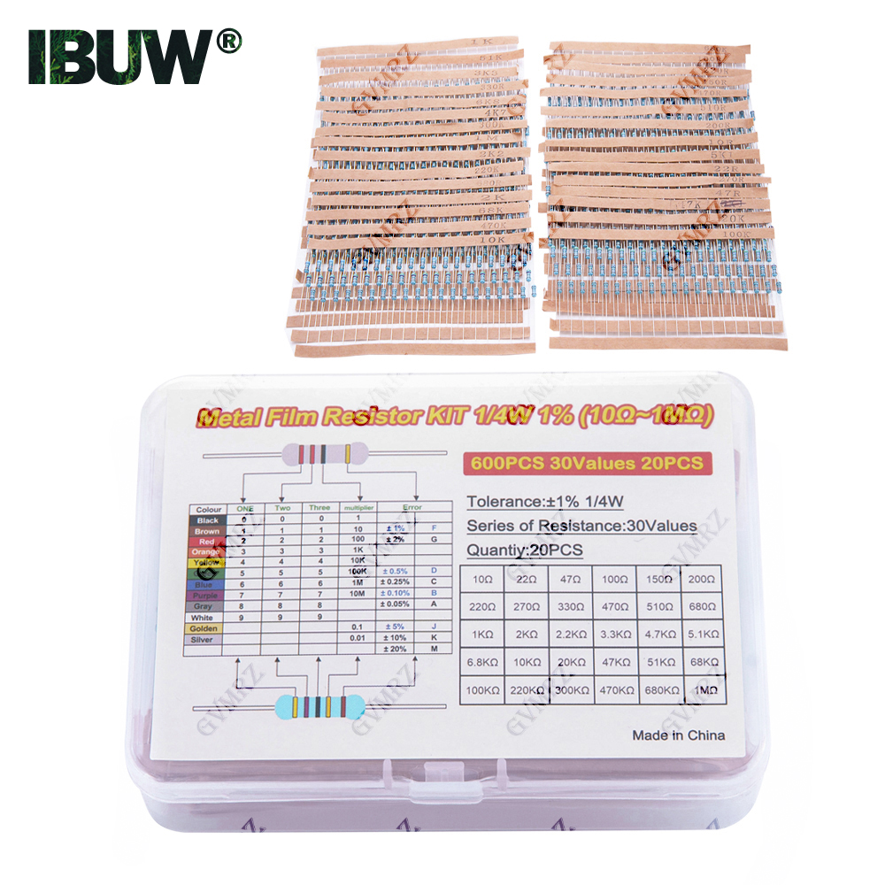 600PCS 30Values 1/4W Metal Fil - Diy Electronics Project Kit reseña y precio