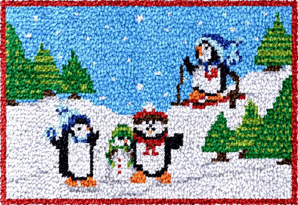 penguins Latch Hook Rug Kits w - Diy Electronics Art reseña y precio