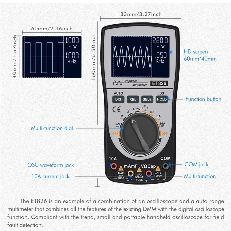ET827 Handheld Digital Oscillo - Oscilloscope Dso Mini reseña y precio